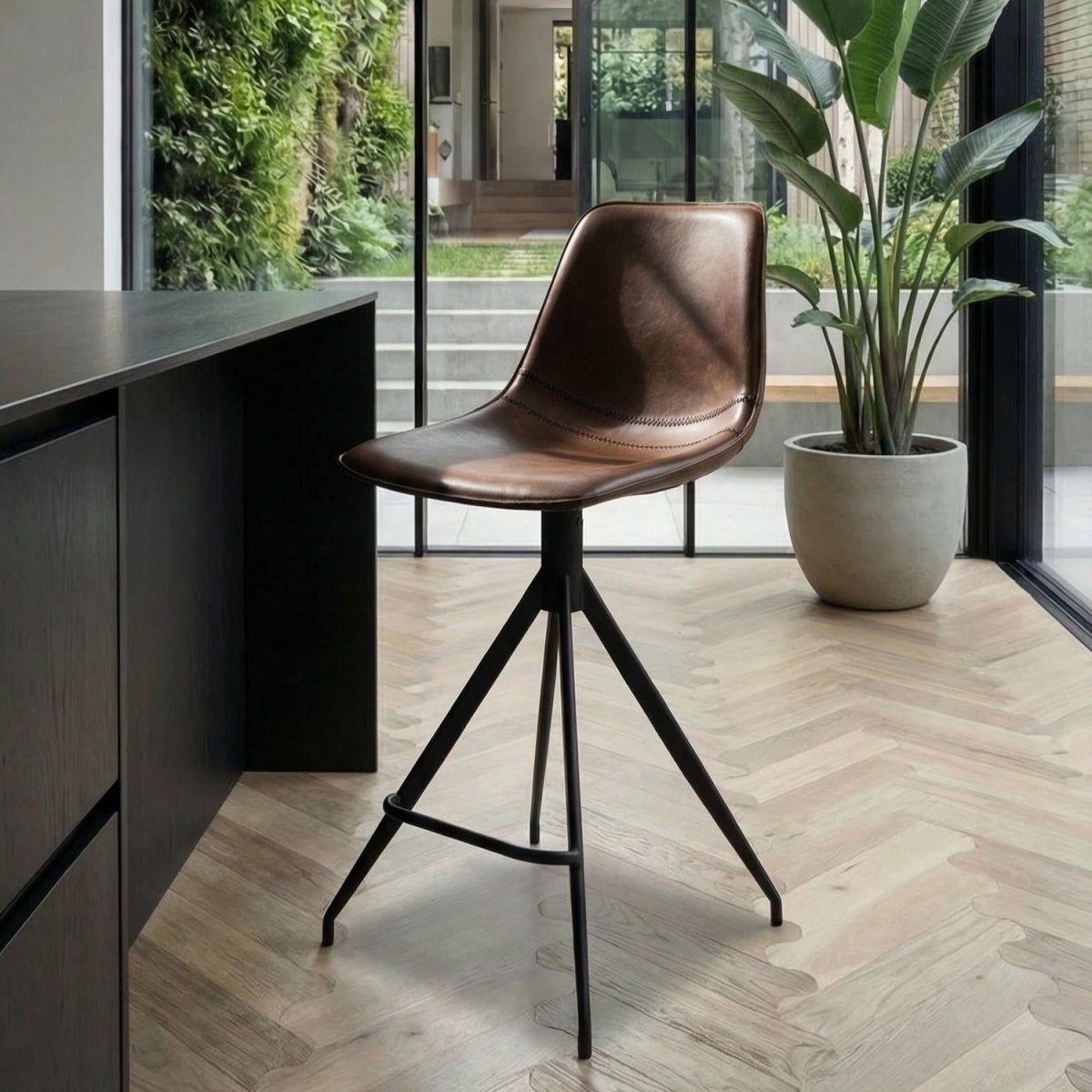 4er Set Barhocker Isabel - Drehbar - Dunkelbraun - FURNHOUSE