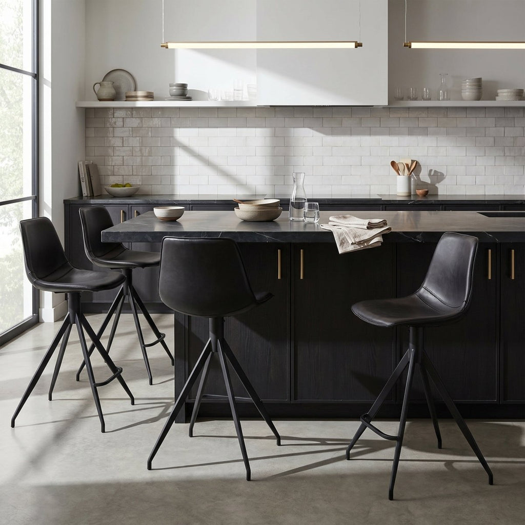 4er Set Barhocker Isabel - Drehbar - Schwarz - IBBE DESIGN - FURNHOUSE