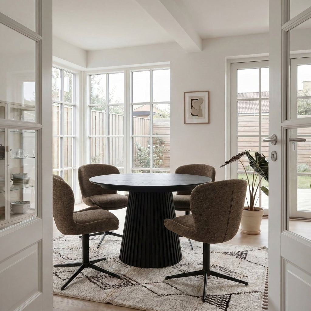 4er Set Esszimmerstühle - Drehbar - Braun - IBBE DESIGN - FURNHOUSE
