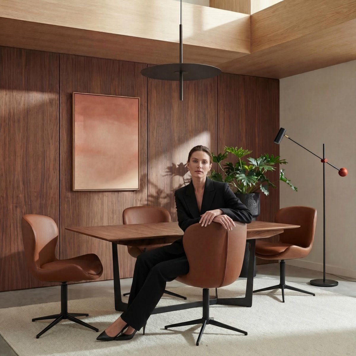 4er Set Esszimmerstühle - Drehbar - Dunkelbraun - IBBE DESIGN - FURNHOUSE