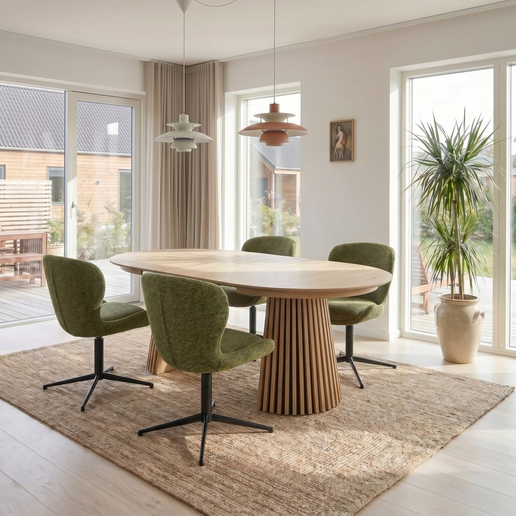 4er Set Esszimmerstühle - Drehbar - Grün - IBBE DESIGN - FURNHOUSE
