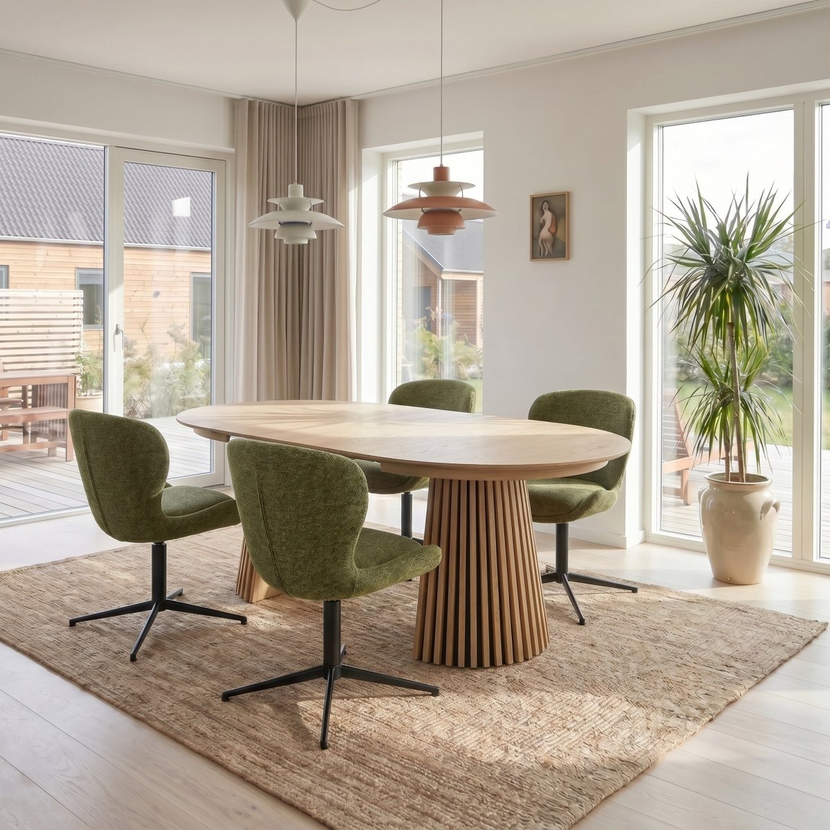 4er Set Esszimmerstühle - Drehbar - Grün - IBBE DESIGN - FURNHOUSE