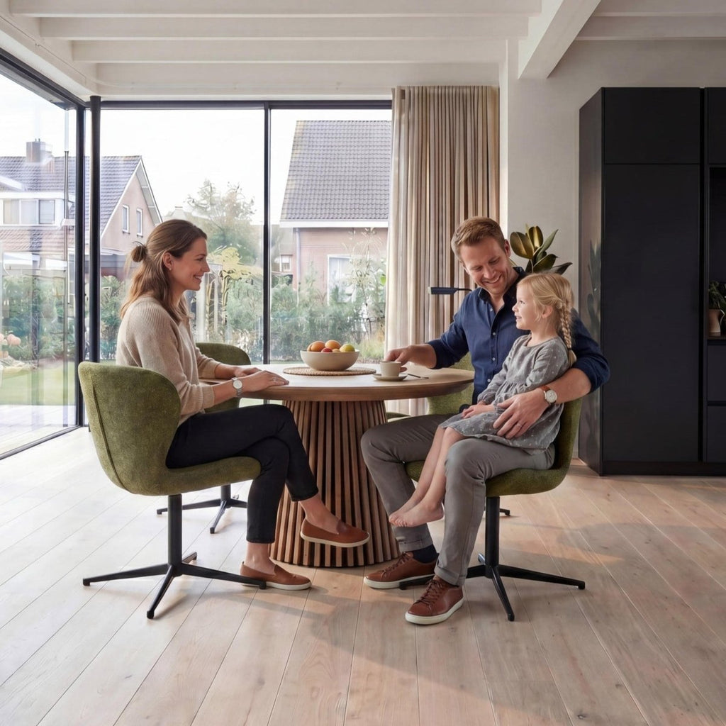 4er Set Esszimmerstühle - Drehbar - Grün - IBBE DESIGN - FURNHOUSE