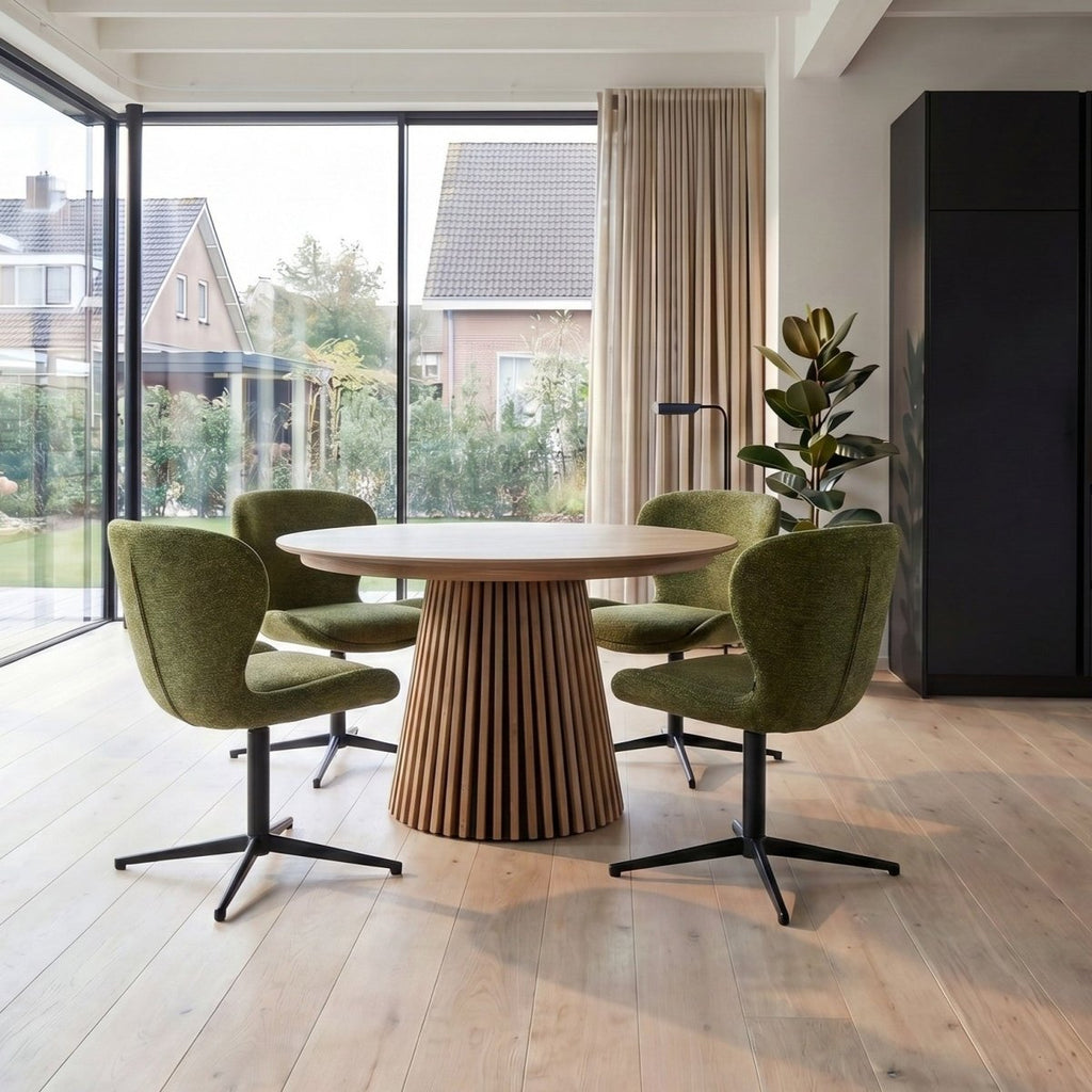 4er Set Esszimmerstühle - Drehbar - Grün - IBBE DESIGN - FURNHOUSE