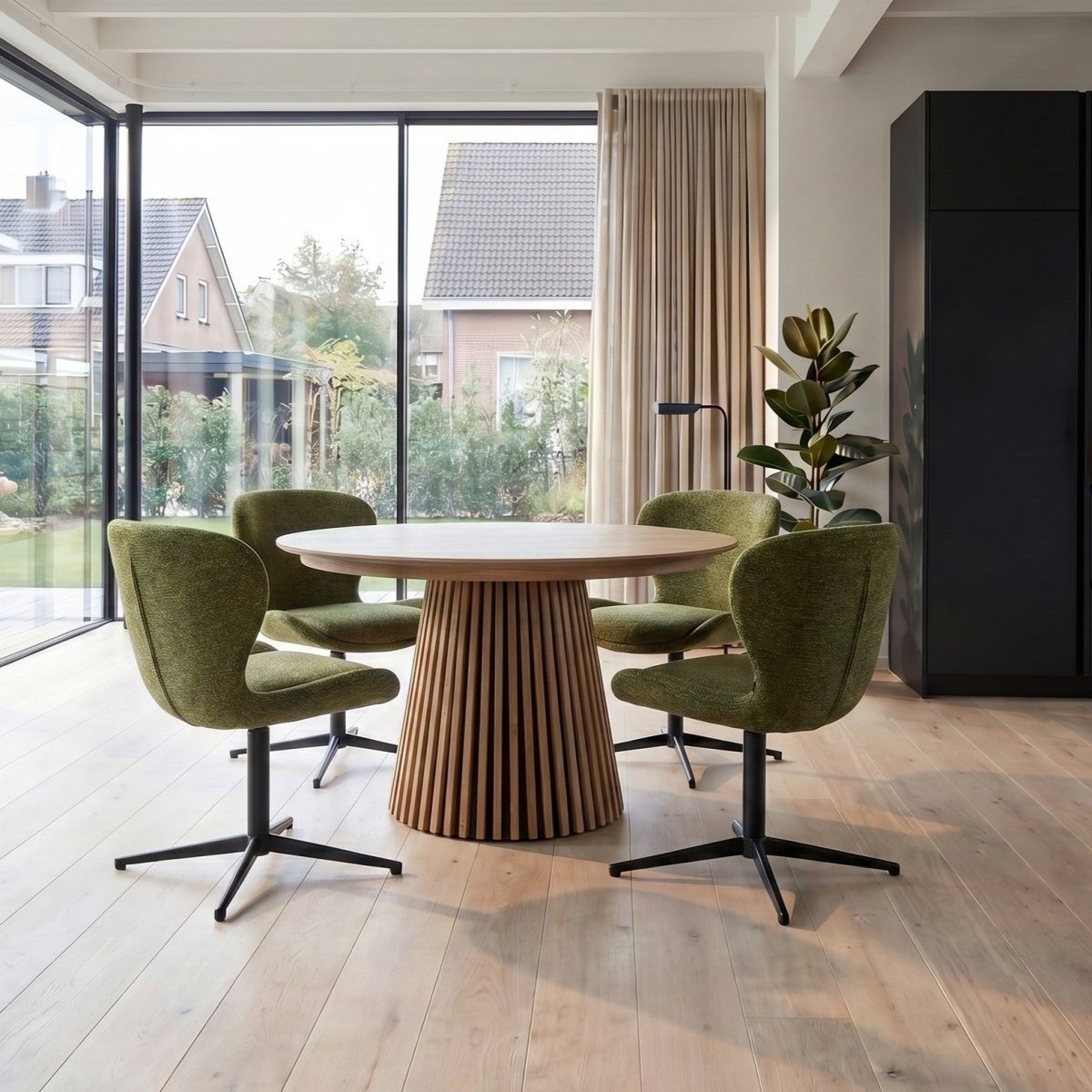 4er Set Esszimmerstühle - Drehbar - Grün - IBBE DESIGN - FURNHOUSE