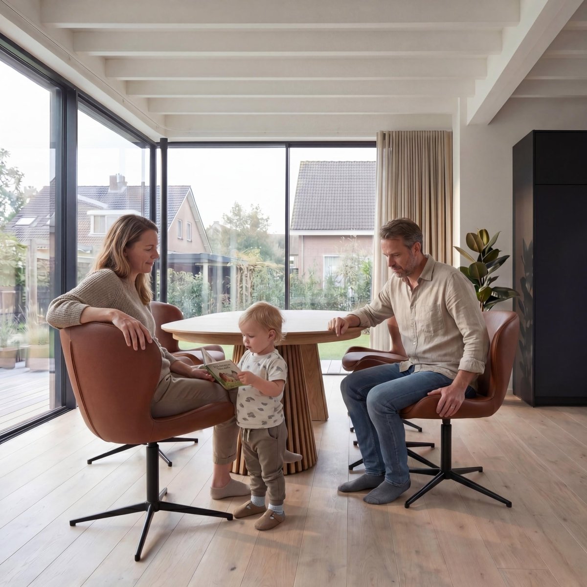 4er Set Esszimmerstühle - Drehbar - Hellbraun - IBBE DESIGN - FURNHOUSE