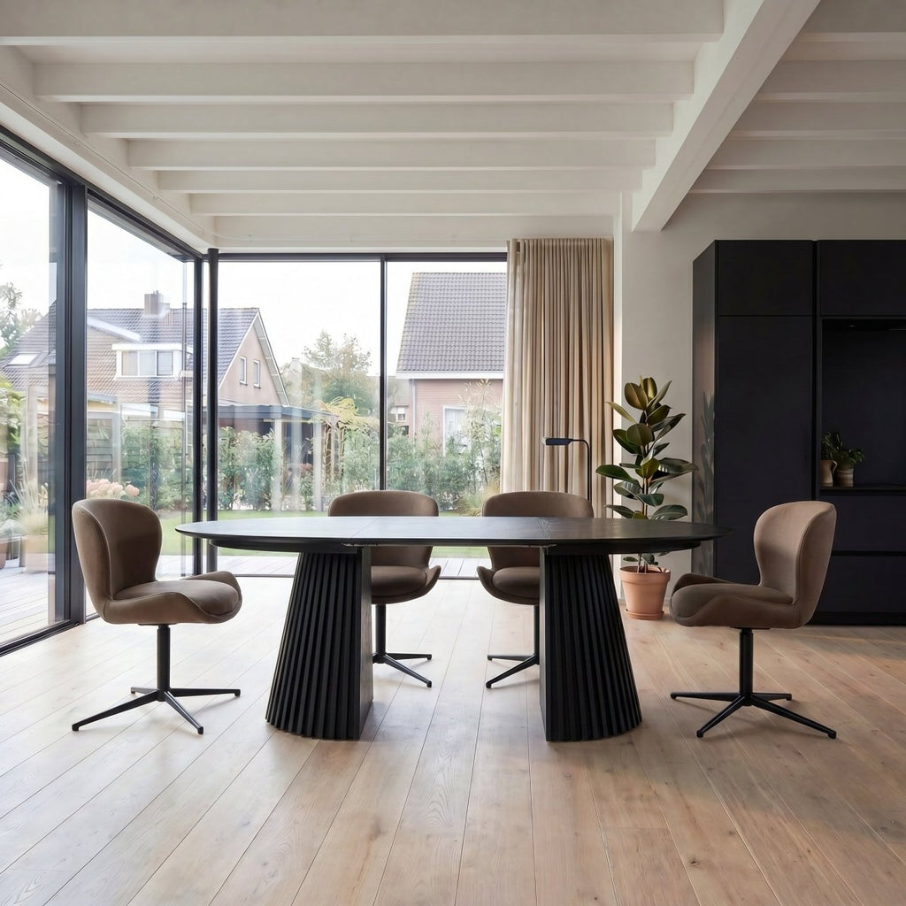 4er Set Esszimmerstühle - Drehbar - Taupe - IBBE DESIGN - FURNHOUSE