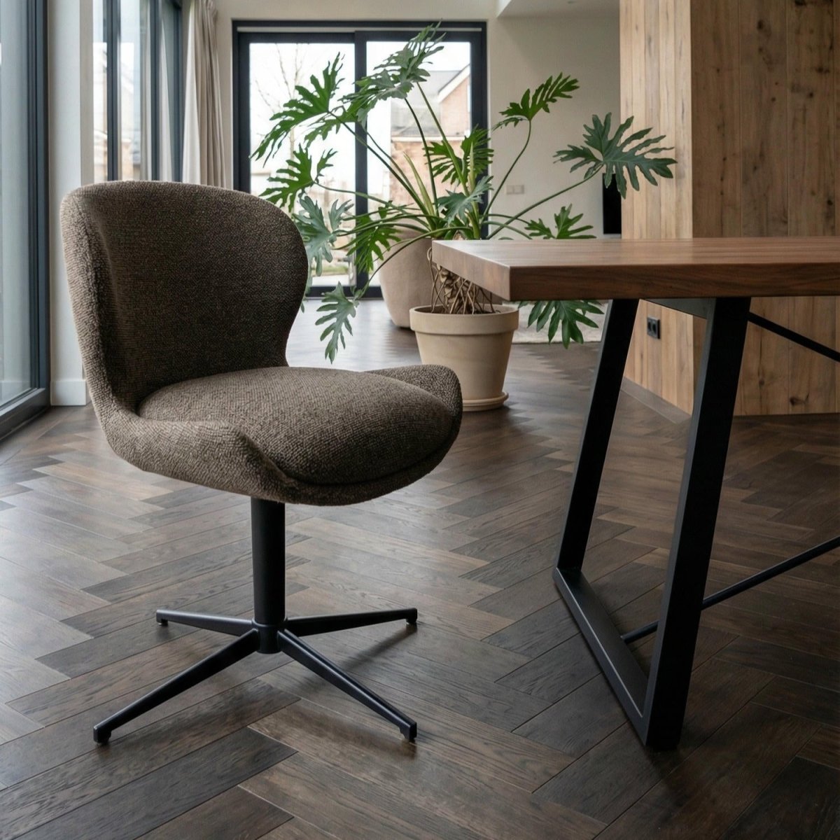 4er Set Esszimmerstühle - Drehbar - Braun - FURNHOUSE