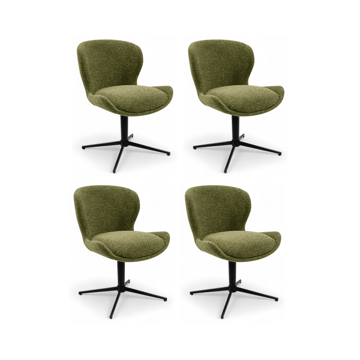 4er Set Esszimmerstühle - Drehbar - Grün - FURNHOUSE