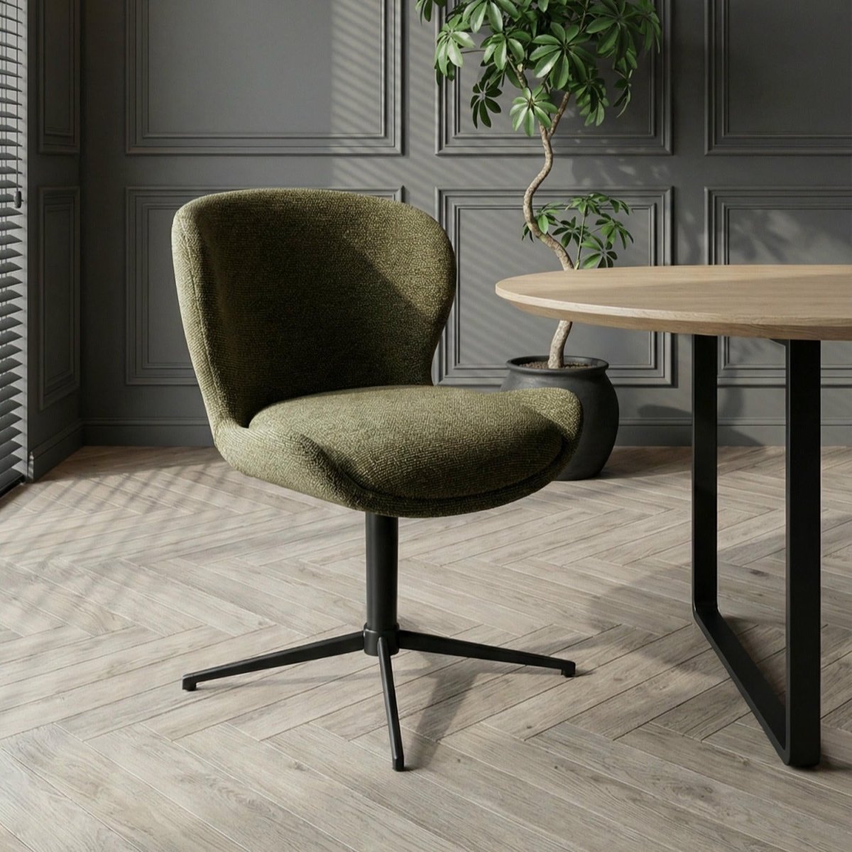 4er Set Esszimmerstühle - Drehbar - Grün - FURNHOUSE