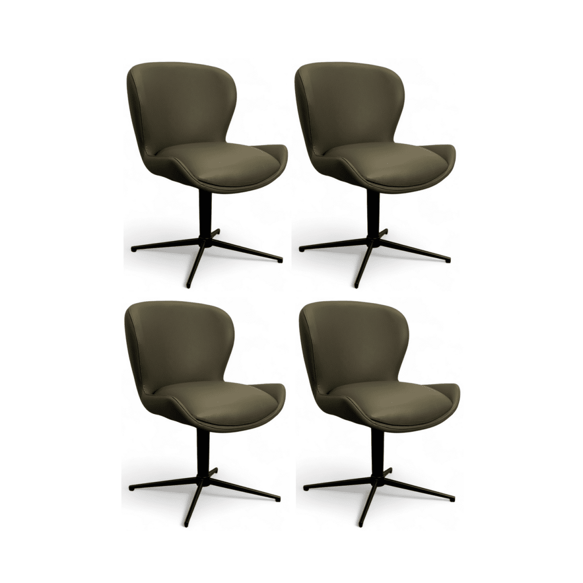4er Set Esszimmerstühle - Drehbar - Olivgrün - FURNHOUSE
