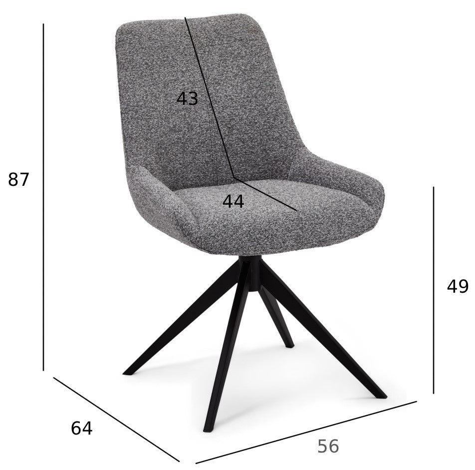 4er Set Esszimmerstühle Helena - Drehbar - Grau - FURNHOUSE