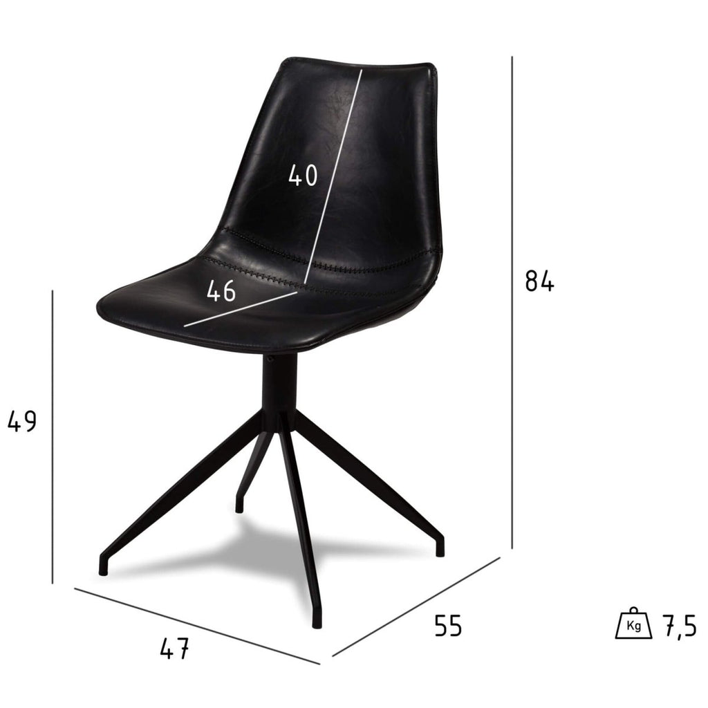 4er Set Esszimmerstühle Isabel - Drehbar - Schwarz - FURNHOUSE