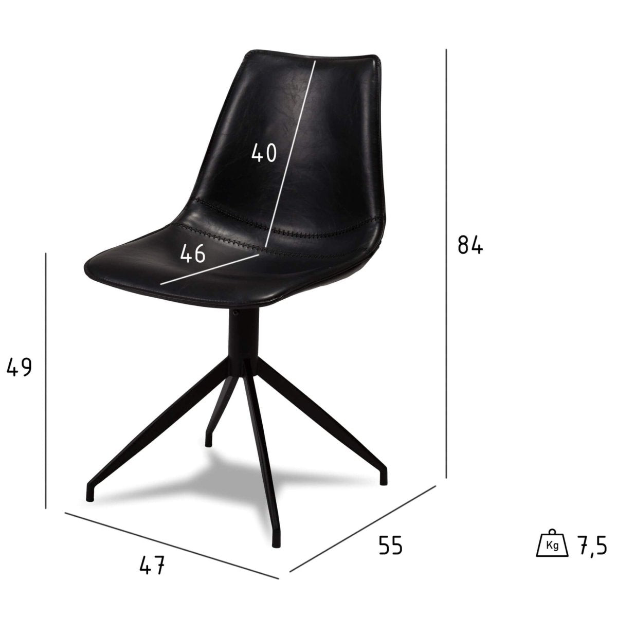 4er Set Esszimmerstühle Isabel - Drehbar - Schwarz - FURNHOUSE