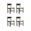 4er Set Esszimmerstühle Malou mit Geflechtsitz - Schwarz - FURNHOUSE