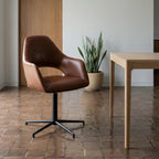 4er Set Esszimmerstühle mit Armlehne - Drehbar - Cognac Braun - FURNHOUSE