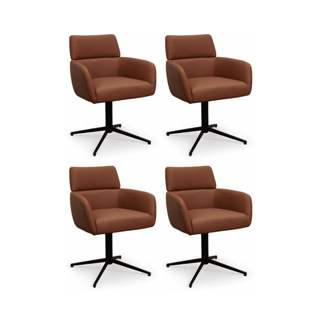 4er Set Esszimmerstühle mit Armlehne - Drehbar - Dunkelbraun - FURNHOUSE
