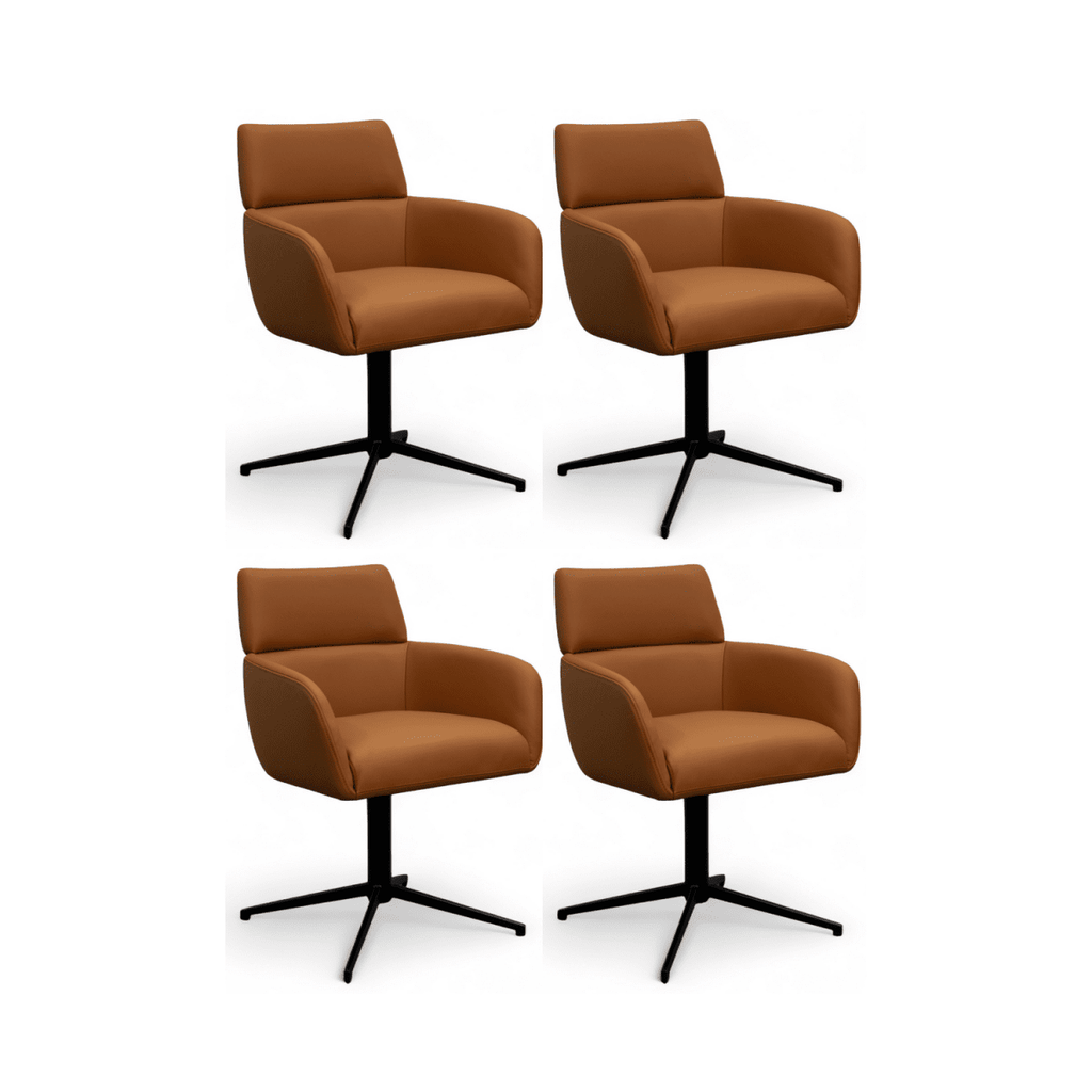 4er Set Esszimmerstühle mit Armlehne - Drehbar - Hellbraun - FURNHOUSE