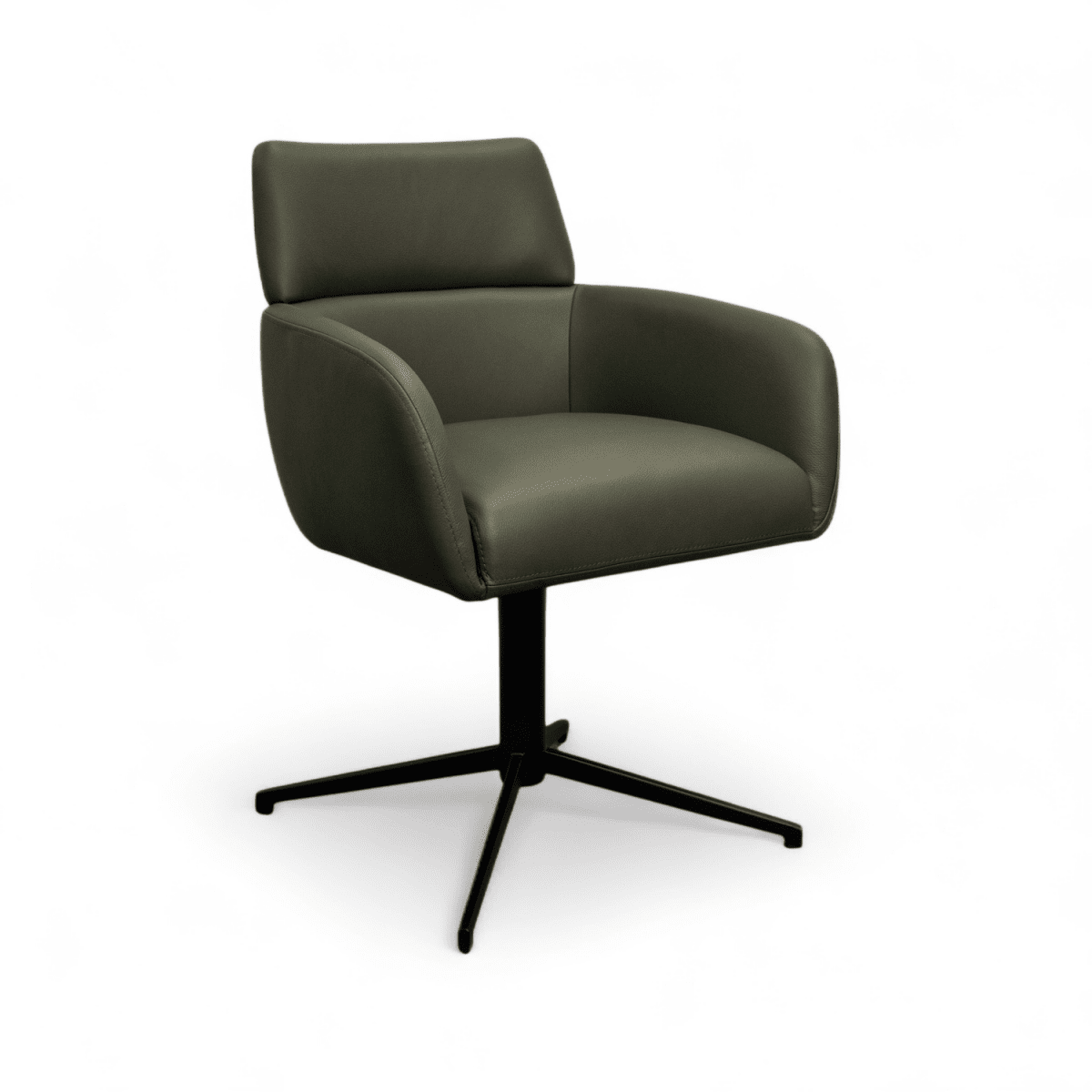 4er Set Esszimmerstühle mit Armlehne - Drehbar - Olivgrün - FURNHOUSE