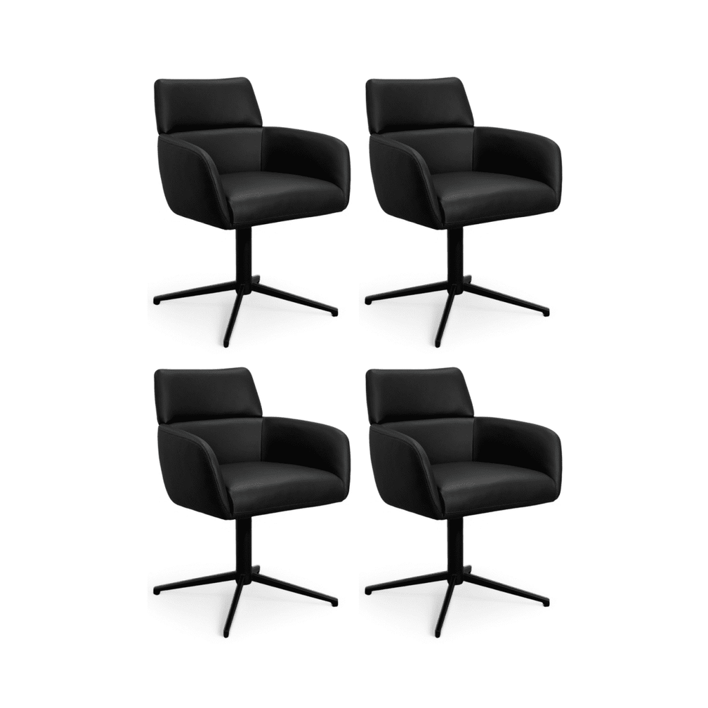 4er Set Esszimmerstühle mit Armlehne - Drehbar - Schwarz - FURNHOUSE