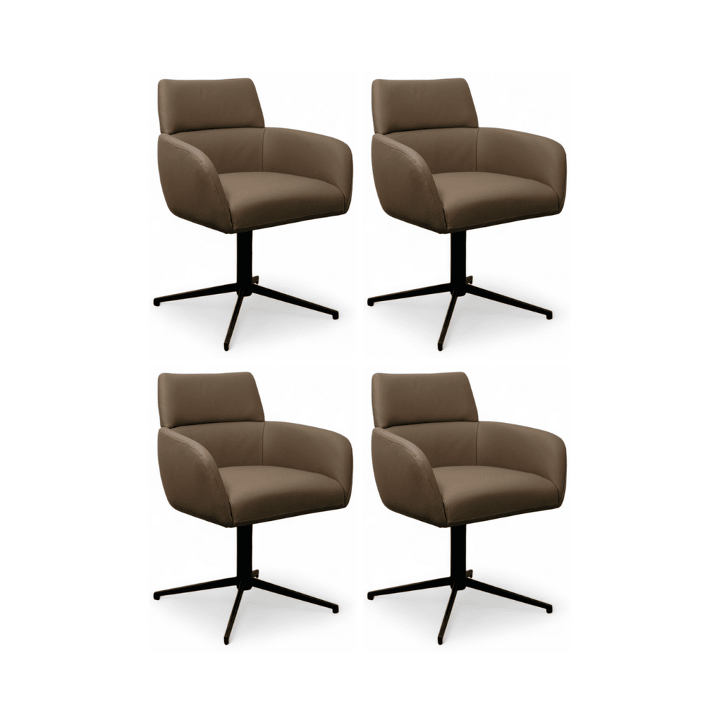 4er Set Esszimmerstühle mit Armlehne - Drehbar - Taupe - FURNHOUSE