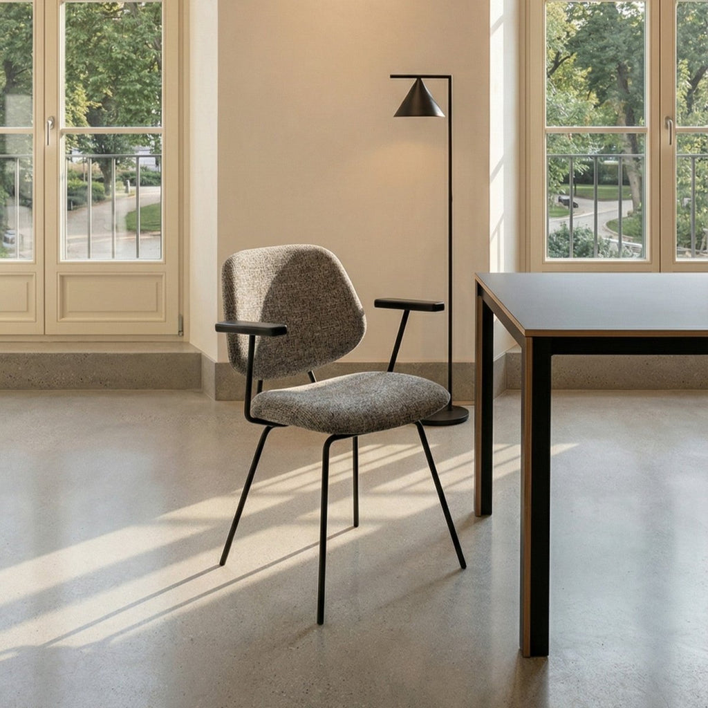 4er Set Esszimmerstühle mit Armlehne - Grau - FURNHOUSE