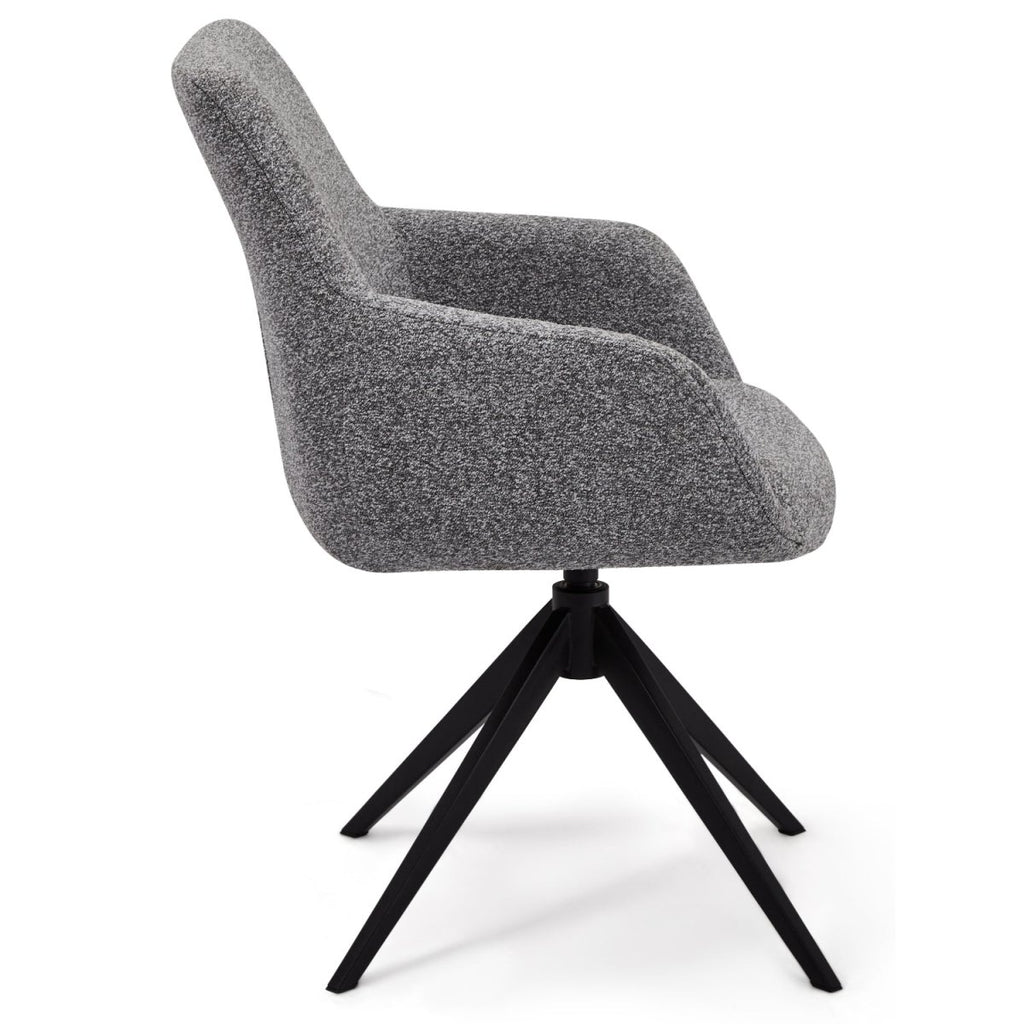 4er Set Esszimmerstühle mit Armlehne Helena - Drehbar - Grau - FURNHOUSE