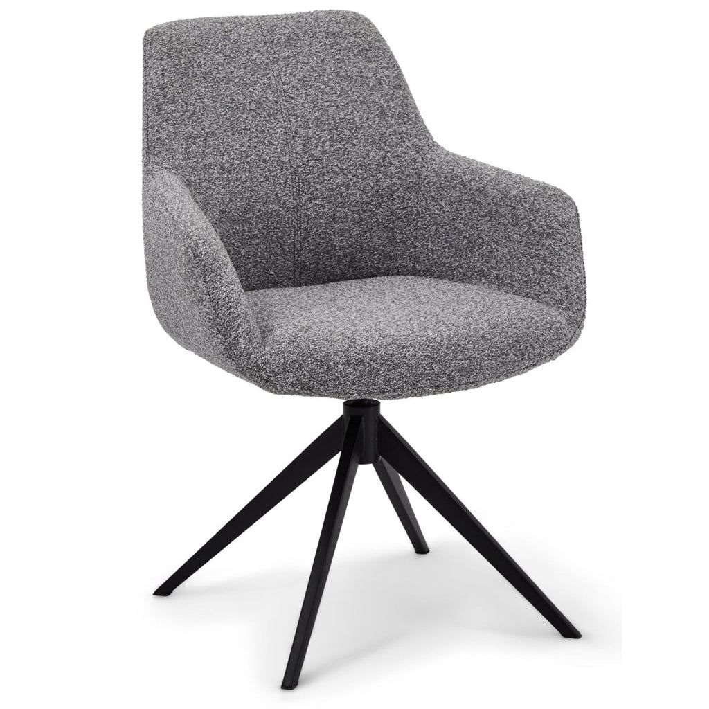 4er Set Esszimmerstühle mit Armlehne Helena - Drehbar - Grau - FURNHOUSE