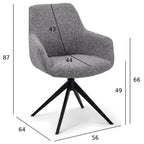 4er Set Esszimmerstühle mit Armlehne Helena - Drehbar - Grau - FURNHOUSE