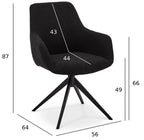 4er Set Esszimmerstühle mit Armlehne Helena - Drehbar - Schwarz - FURNHOUSE