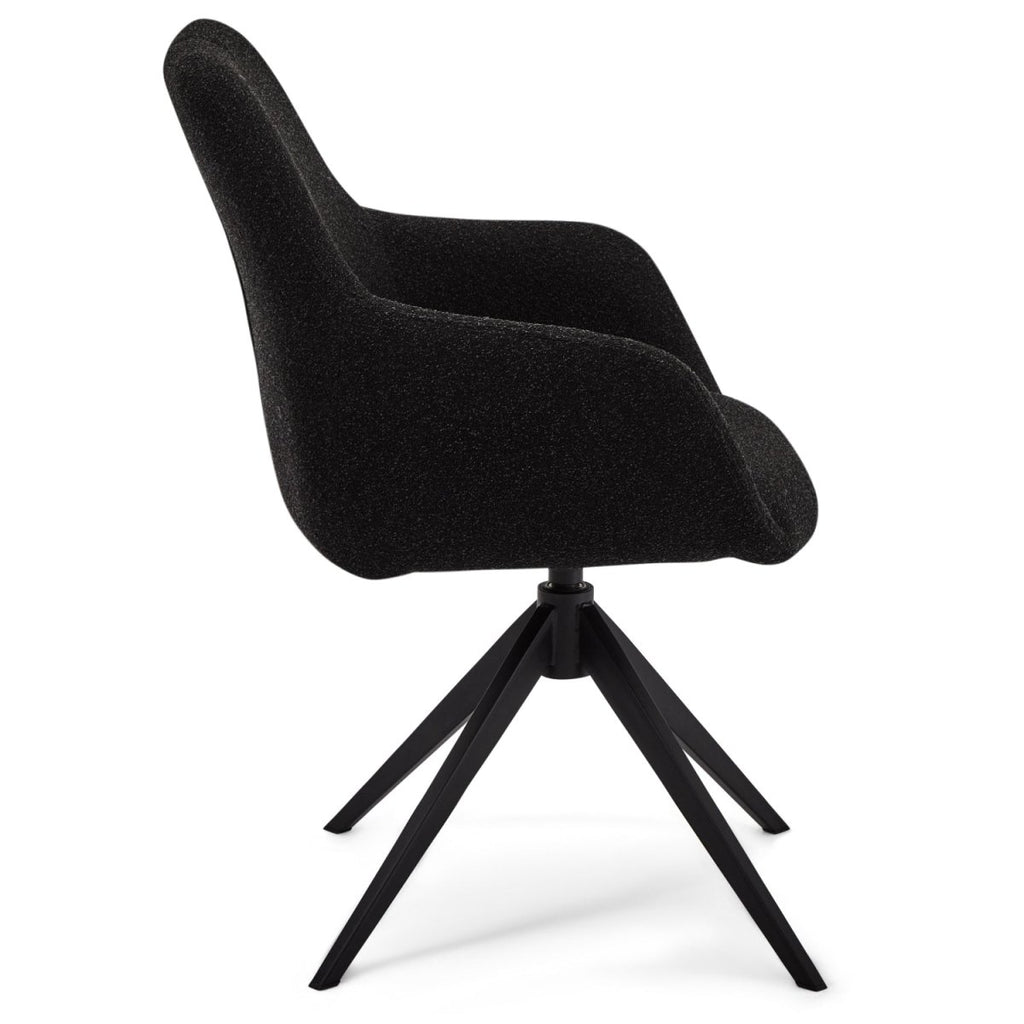 4er Set Esszimmerstühle mit Armlehne Helena - Drehbar - Schwarz - FURNHOUSE