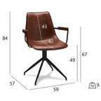 4er Set Esszimmerstühle mit Armlehne Isabel - Drehbar - Cognac Braun - FURNHOUSE