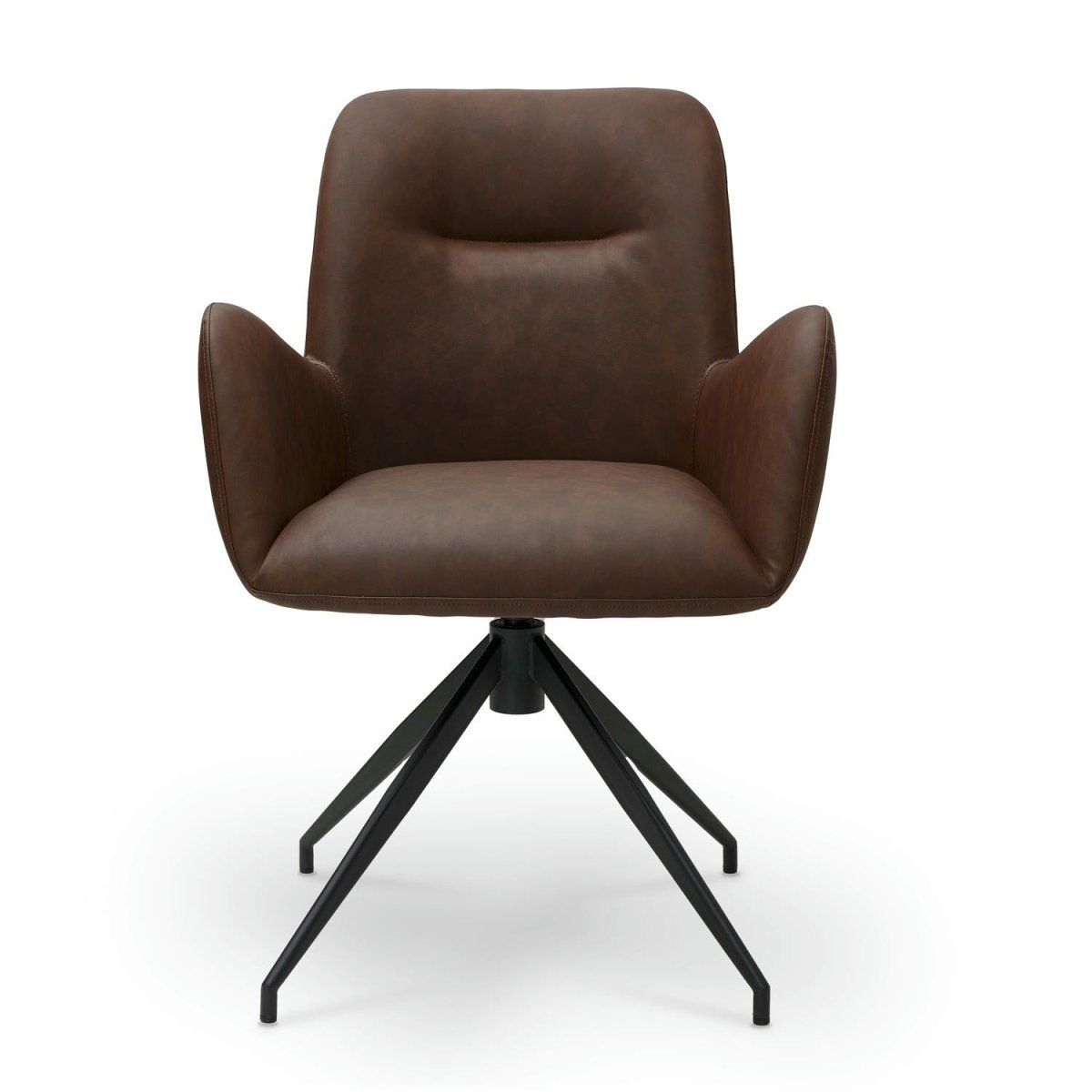 4er Set Esszimmerstühle mit Armlehne Jennifer - Drehbar - Cognac Braun - FURNHOUSE