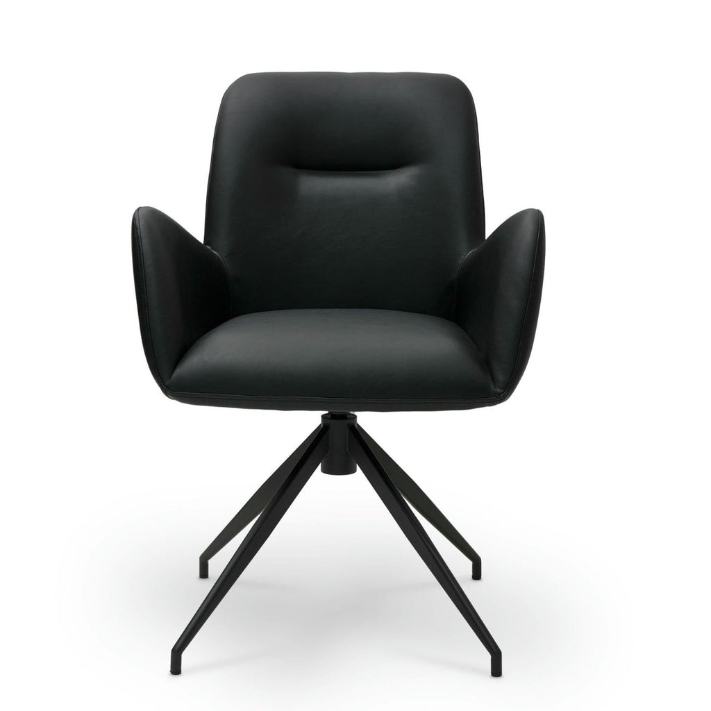 4er Set Esszimmerstühle mit Armlehne Jennifer - Drehbar - Schwarz - FURNHOUSE