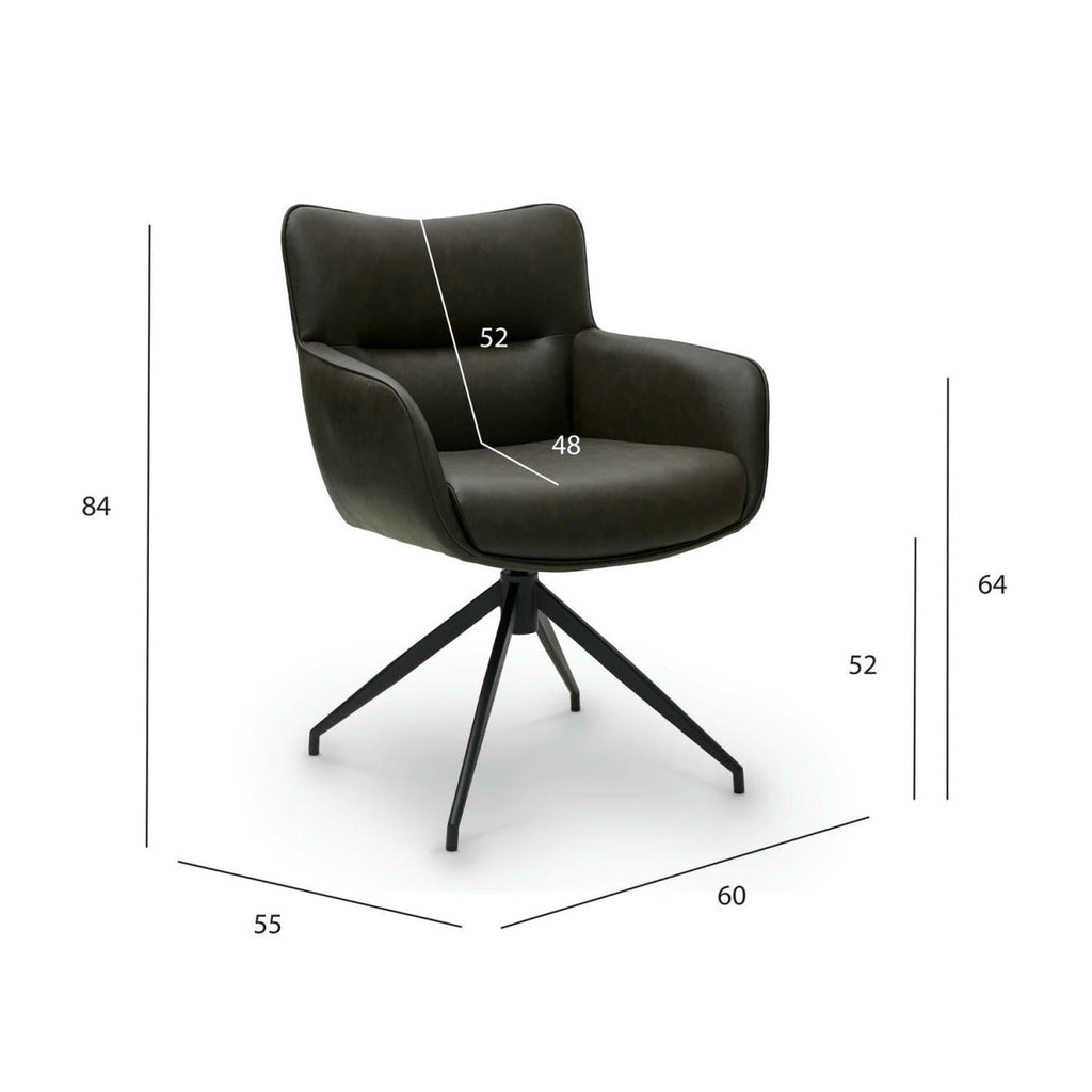 4er Set Esszimmerstühle mit Armlehne Jessica - Drehbar - Braun - FURNHOUSE