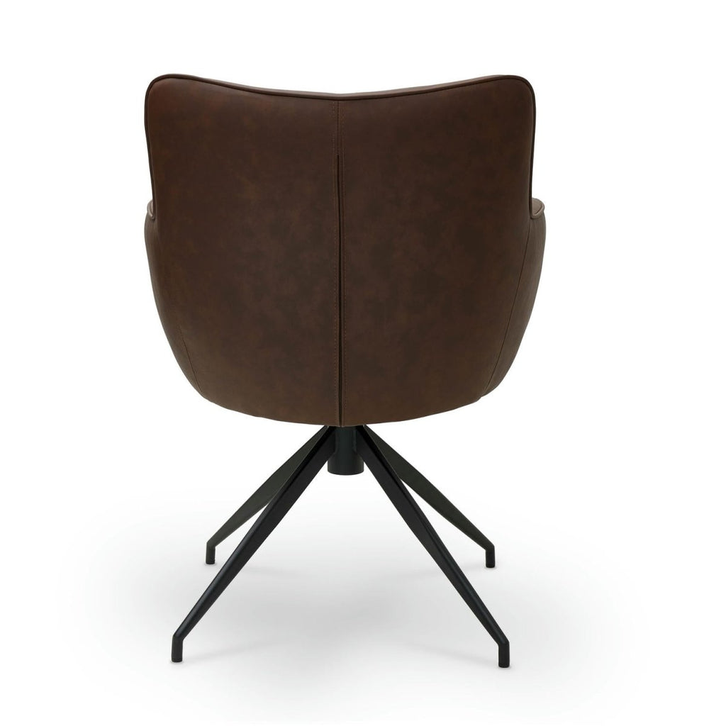 4er Set Esszimmerstühle mit Armlehne Jessica - Drehbar - Cognac Braun - FURNHOUSE