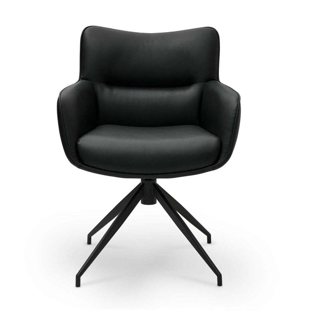 4er Set Esszimmerstühle mit Armlehne Jessica - Drehbar - Schwarz - FURNHOUSE