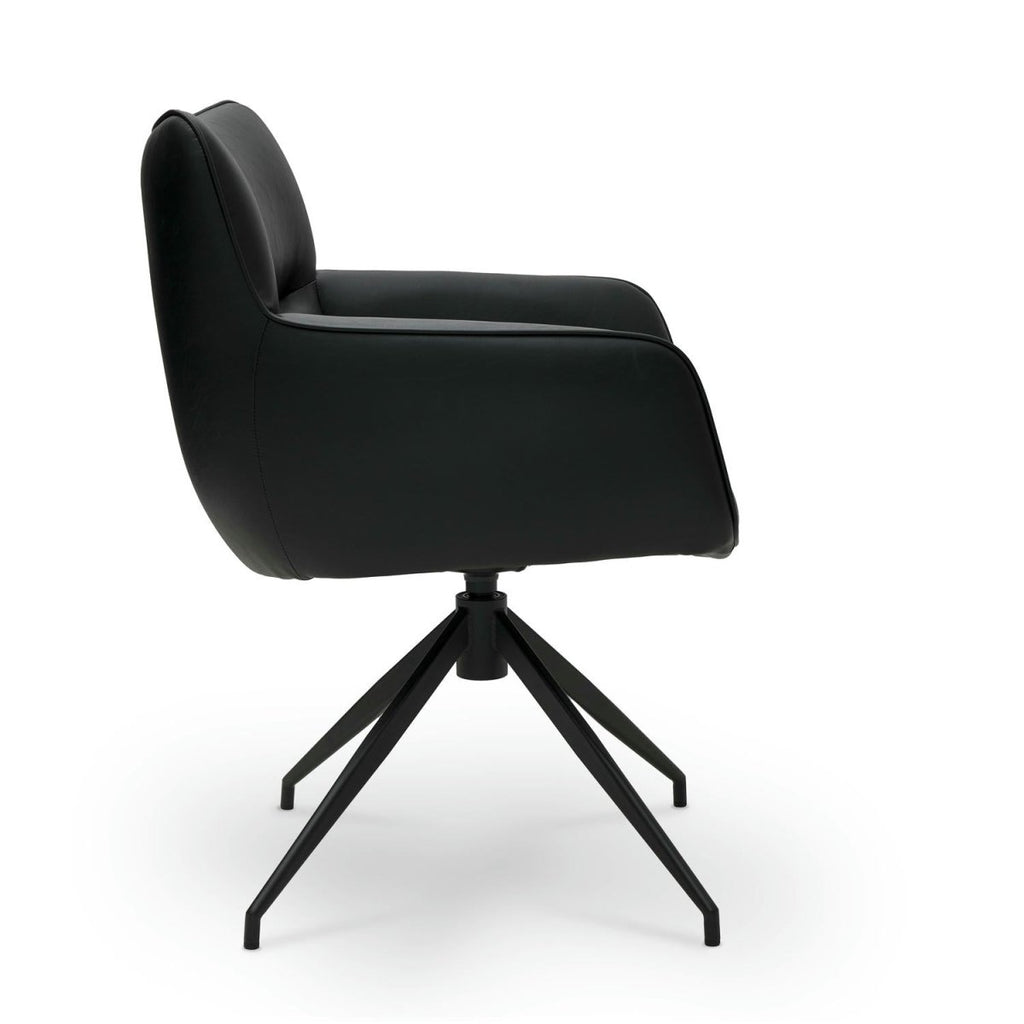 4er Set Esszimmerstühle mit Armlehne Jessica - Drehbar - Schwarz - FURNHOUSE