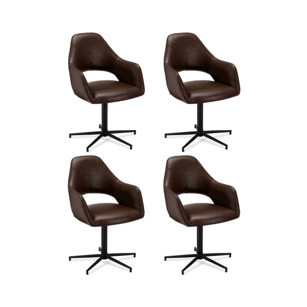 4er Set Esszimmerstühle mit Armlehne Luna - Drehbar - Braun - FURNHOUSE