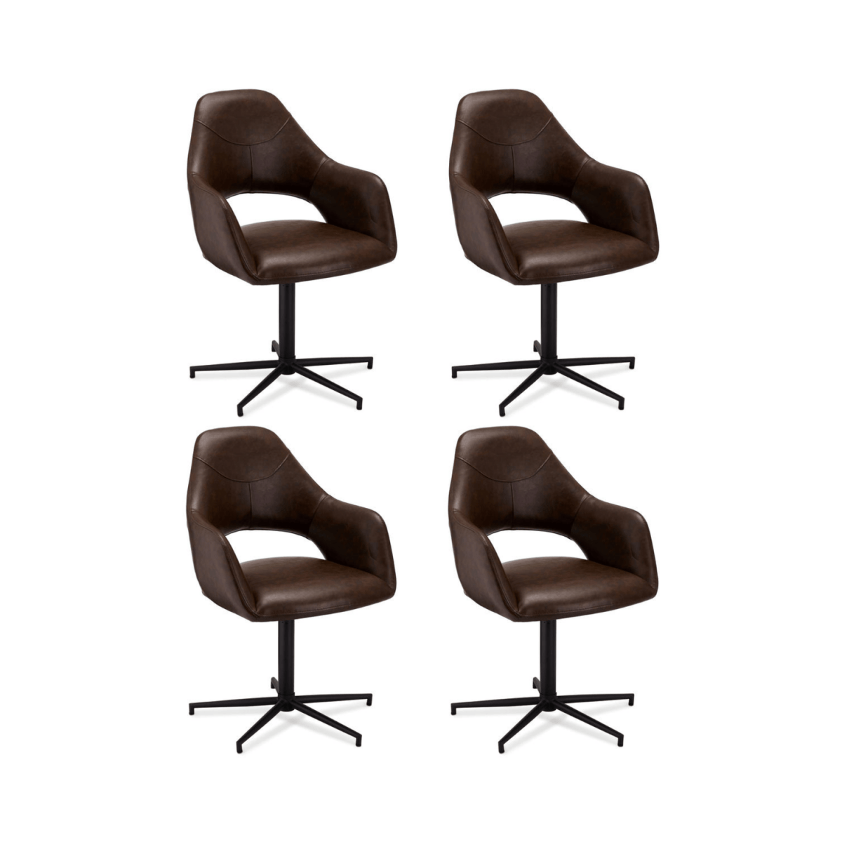 4er Set Esszimmerstühle mit Armlehne Luna - Drehbar - Braun - FURNHOUSE