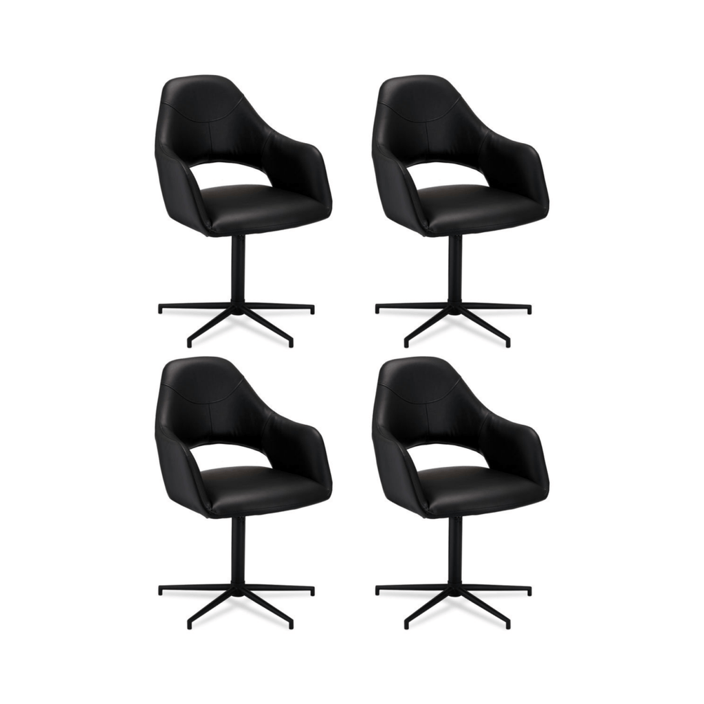 4er Set Esszimmerstühle mit Armlehne Luna - Drehbar - Schwarz - FURNHOUSE