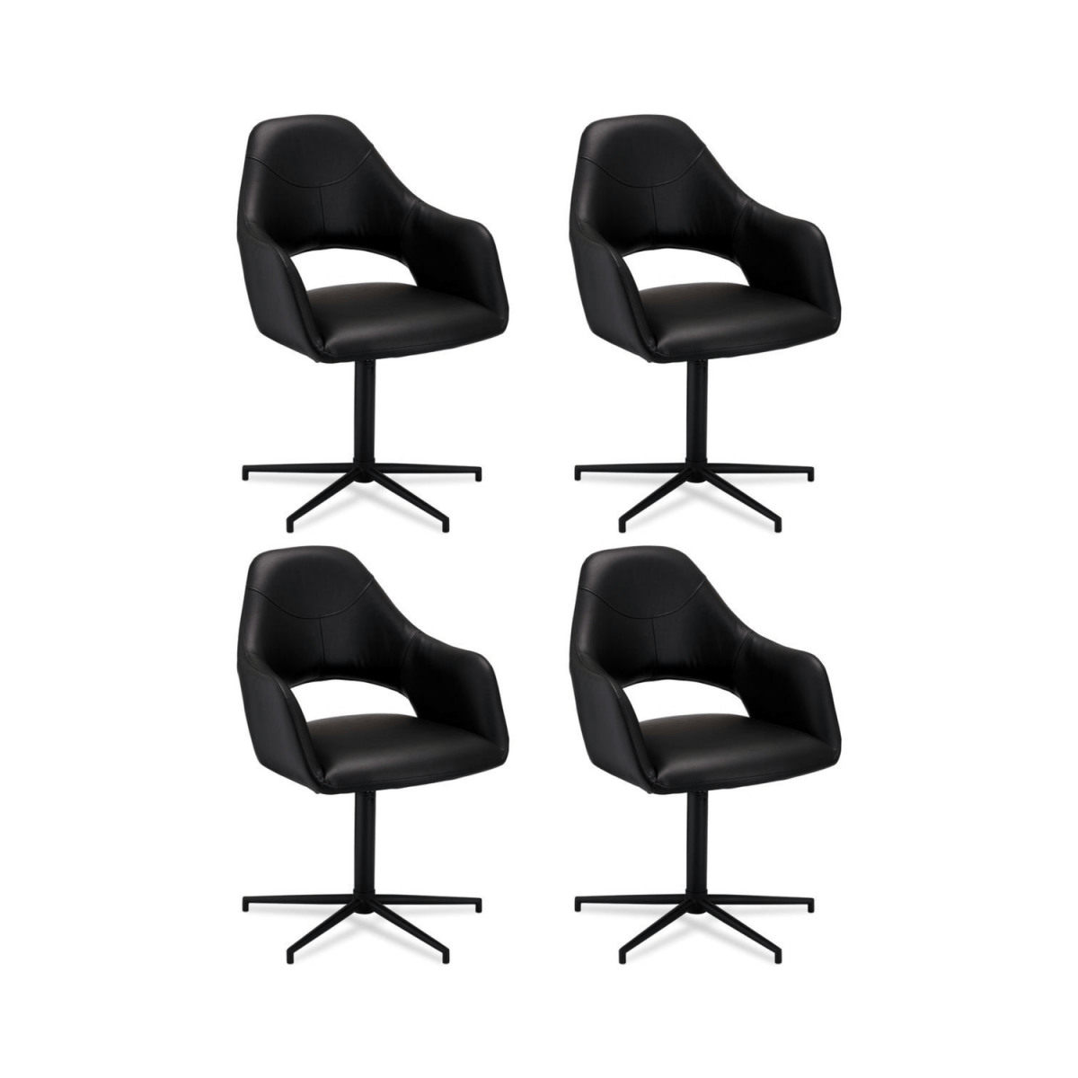 4er Set Esszimmerstühle mit Armlehne Luna - Drehbar - Schwarz - FURNHOUSE