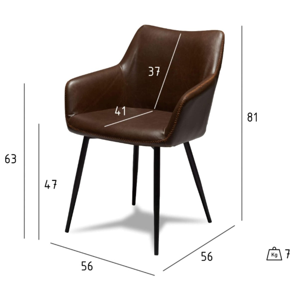 4er Set Esszimmerstühle mit Armlehne Maria - Braun - FURNHOUSE