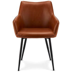 4er Set Esszimmerstühle mit Armlehne Maria - Cognac Braun - FURNHOUSE