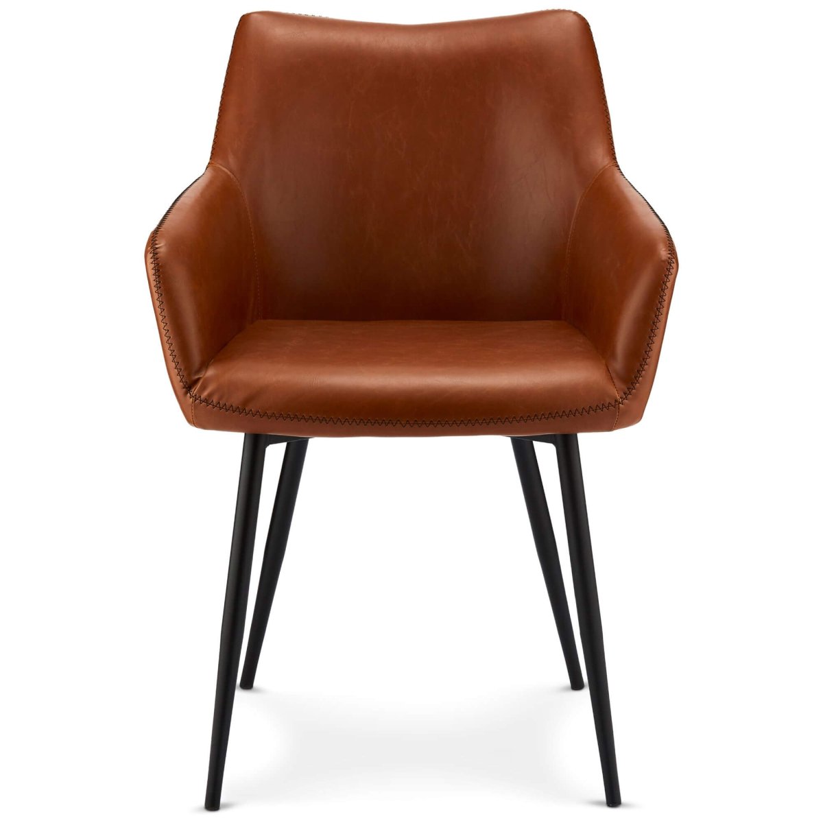 4er Set Esszimmerstühle mit Armlehne Maria - Cognac Braun - FURNHOUSE