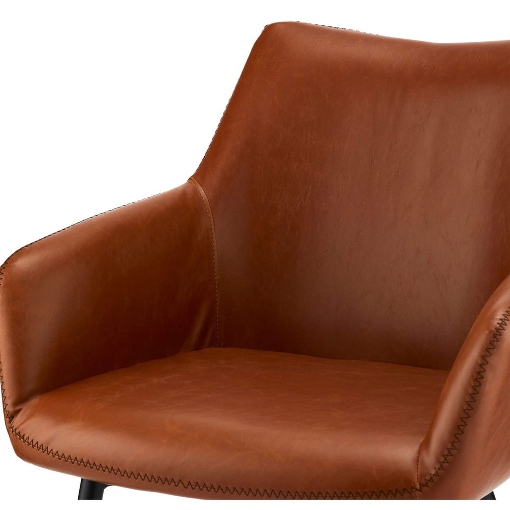 4er Set Esszimmerstühle mit Armlehne Maria - Cognac Braun - FURNHOUSE