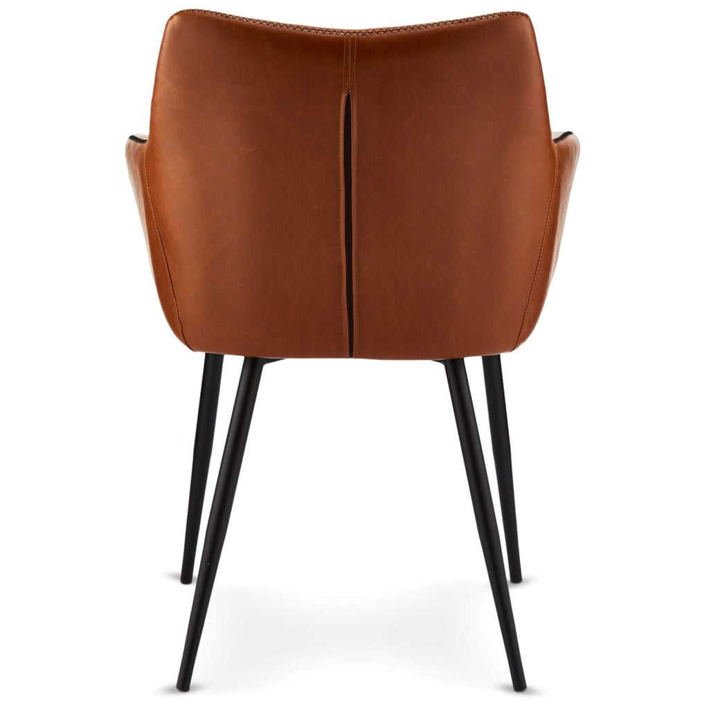 4er Set Esszimmerstühle mit Armlehne Maria - Cognac Braun - FURNHOUSE