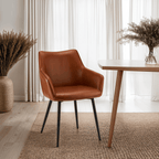 4er Set Esszimmerstühle mit Armlehne Maria - Cognac Braun - FURNHOUSE