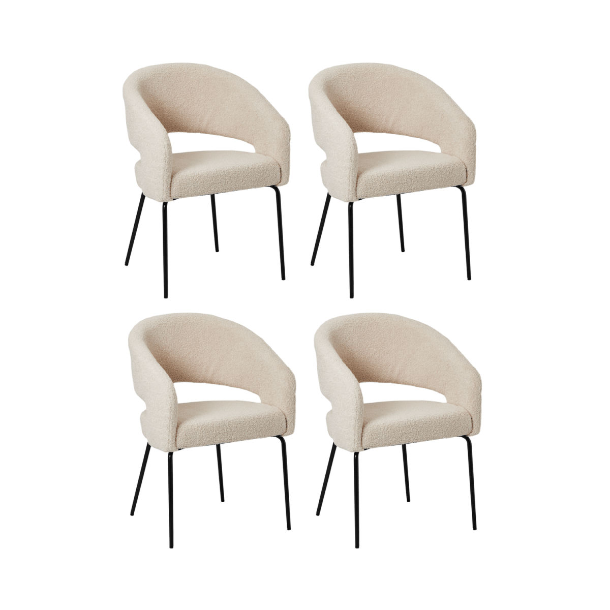 4er Set Esszimmerstühle mit Armlehne Natalie - Beige - FURNHOUSE