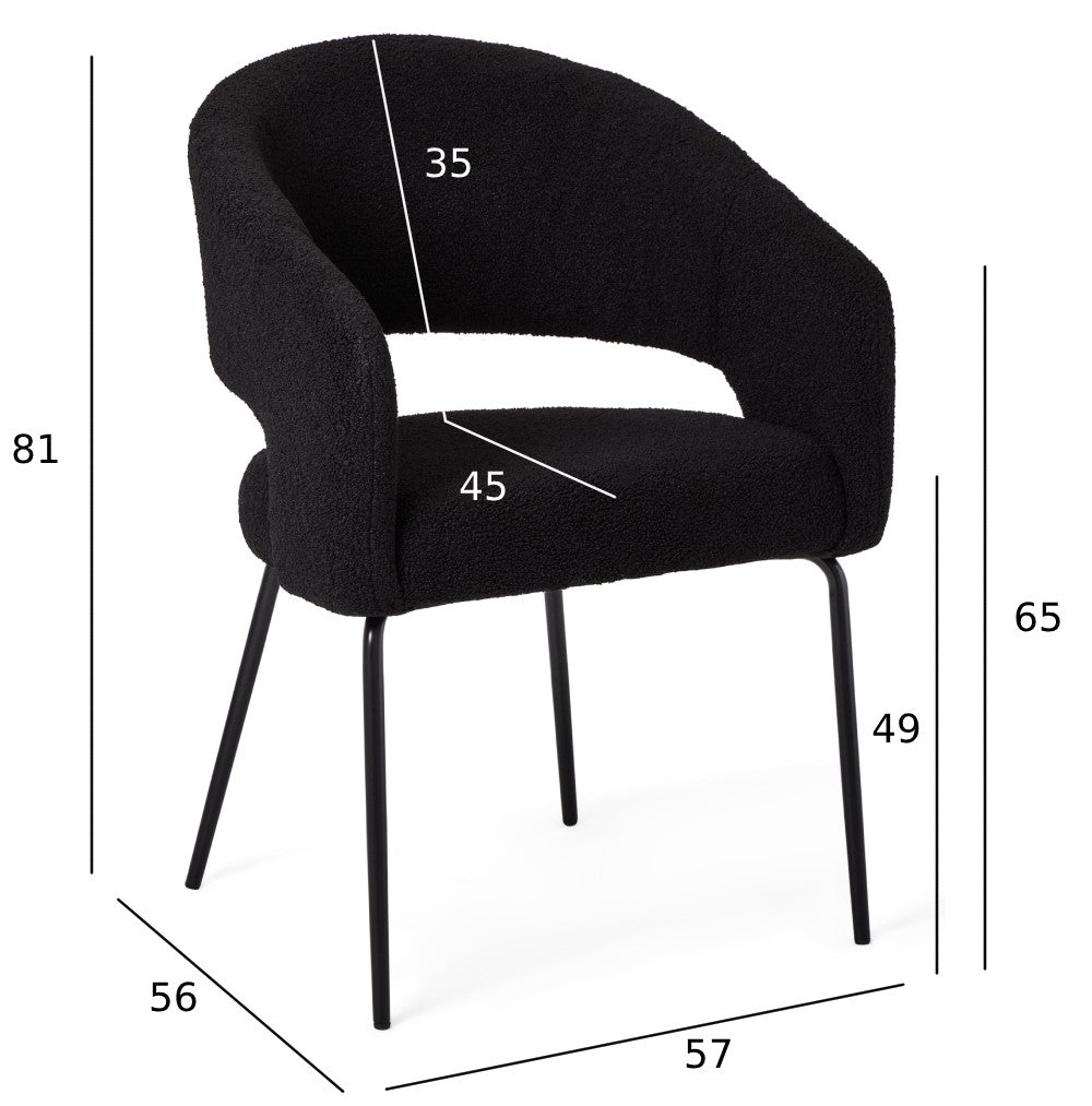 4er Set Esszimmerstühle mit Armlehne Natalie - Schwarz - FURNHOUSE